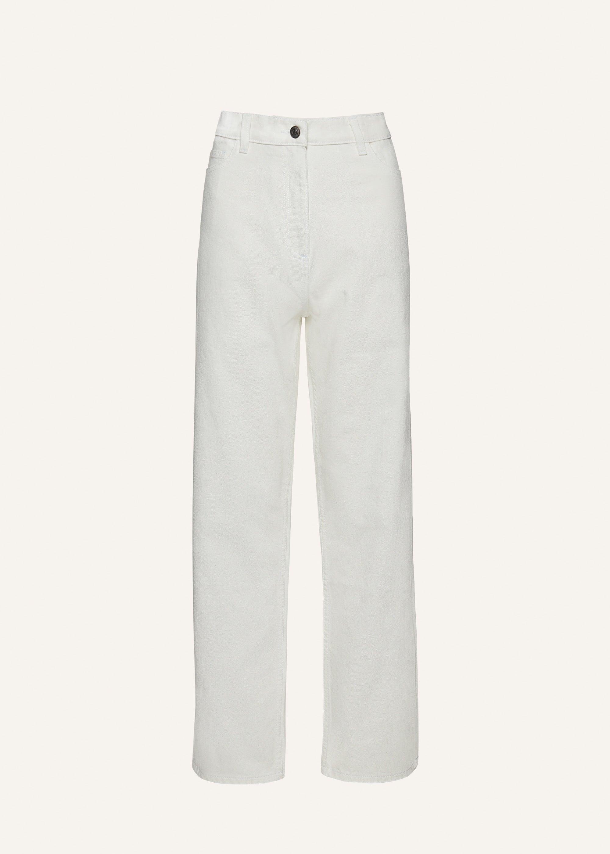 Loose leg denim pants in white Product Image