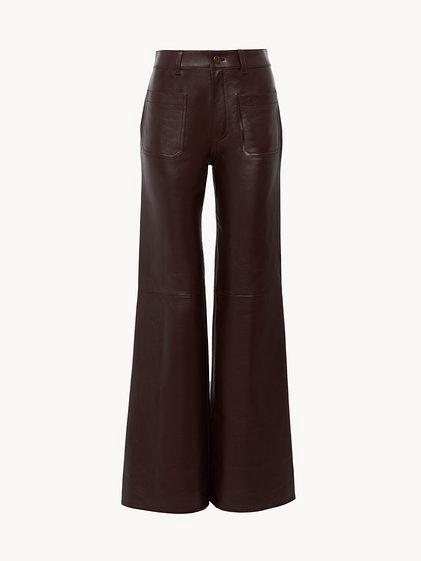 Cropped bootcut pants in classic nappa leather Product Image