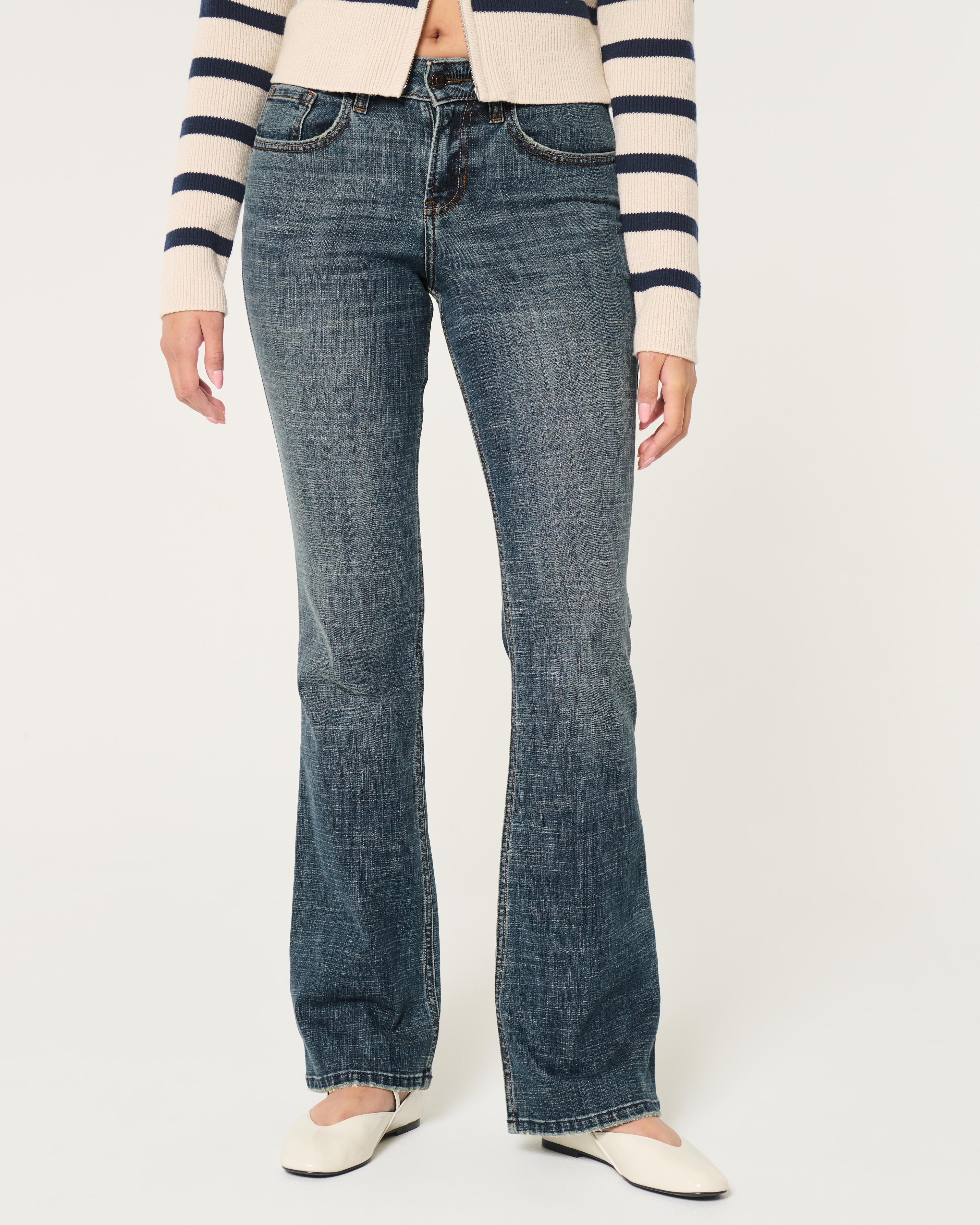 Mid-Rise Dark Wash Relaxed Boot Jeans Product Image