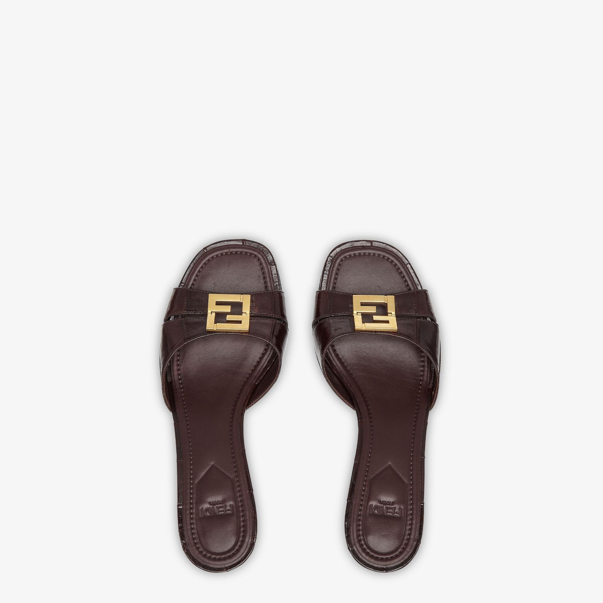 Fendi FFoldBrown eel leather medium-heeled sandals Product Image