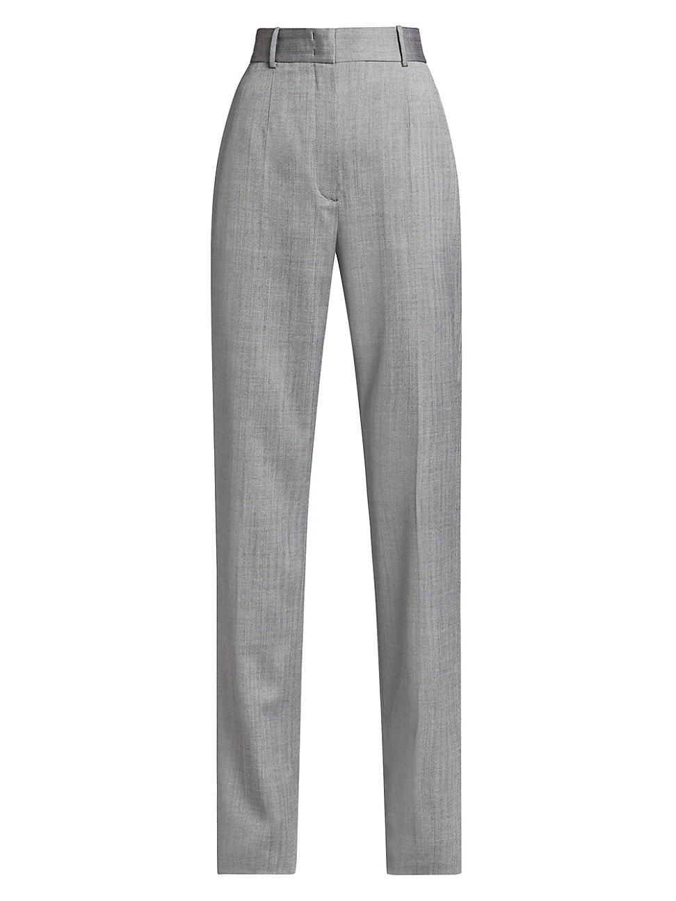 Womens Herringbone Wool Straight Pants product image