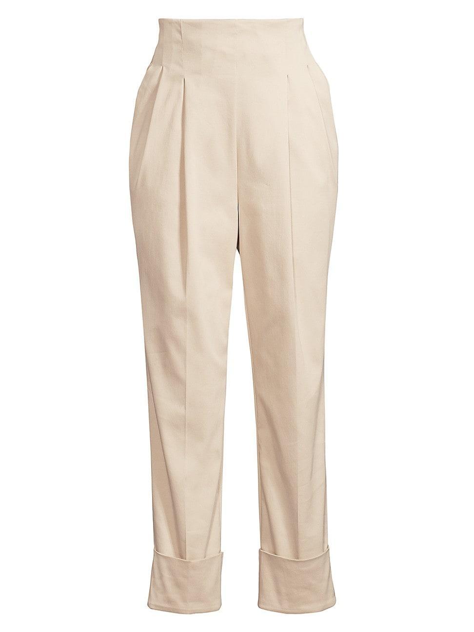 Womens Pleated-Front High-Rise Chino Trousers product image