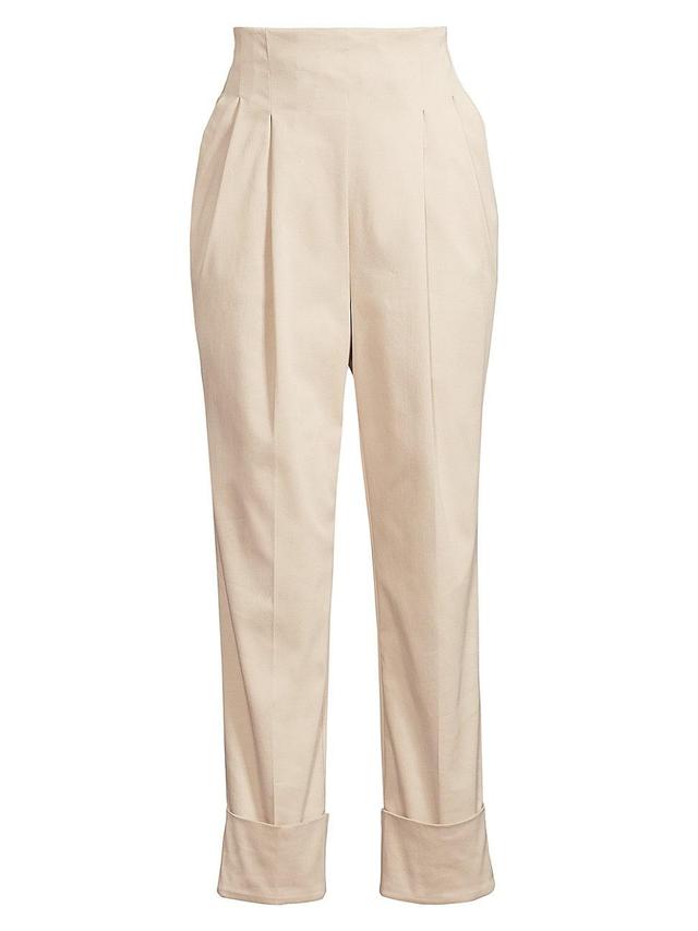 Womens Pleated-Front High-Rise Chino Trousers Product Image