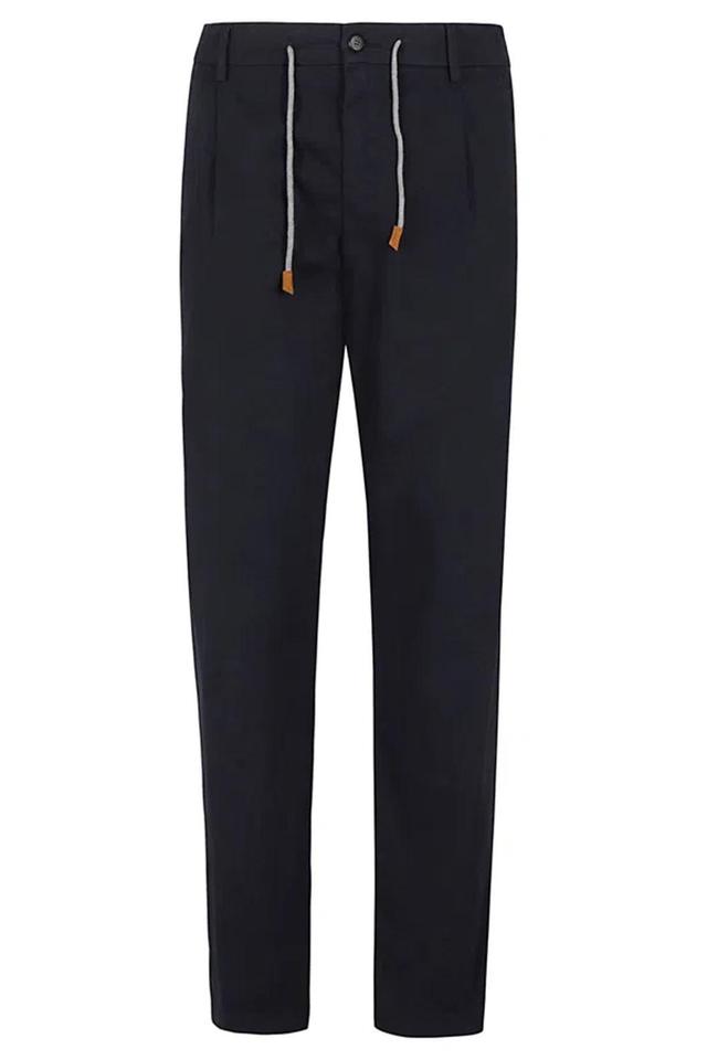 Drawstring-waist Tapered Trousers In Blue Product Image