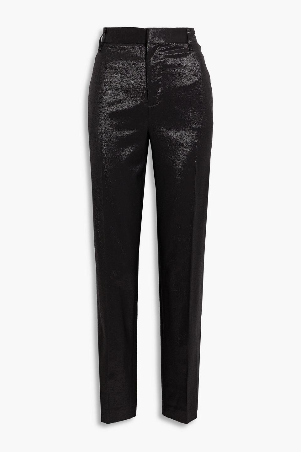 Razor Metallic Wool-blend Twill Straight-leg Pants In Black Product Image