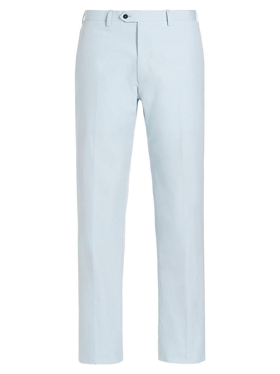 Mens Cotton Flat-Front Trousers Product Image