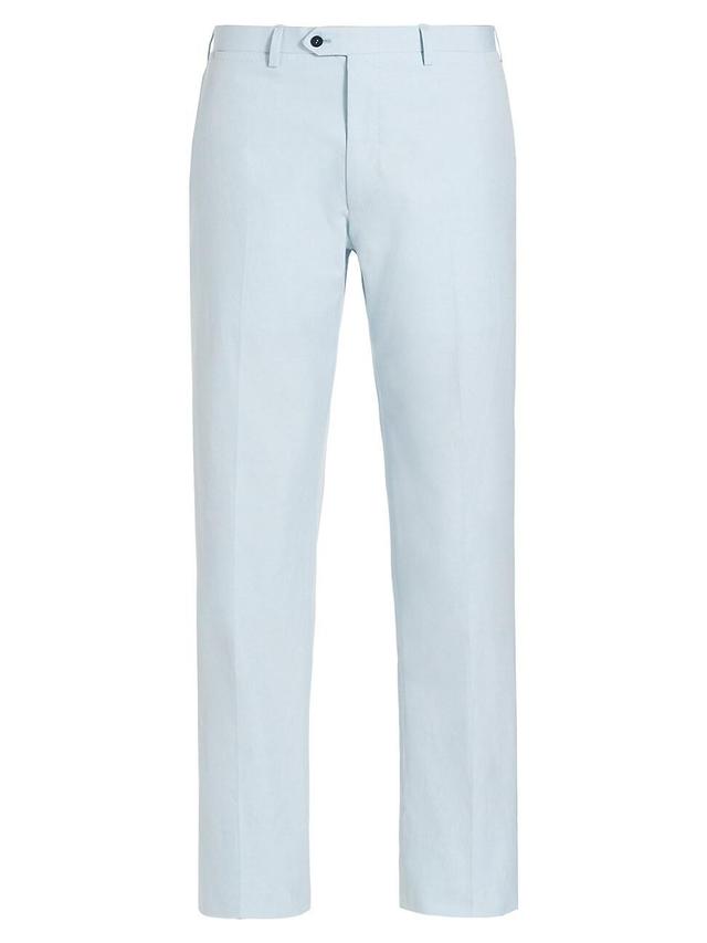 Mens Cotton Flat-Front Trousers Product Image