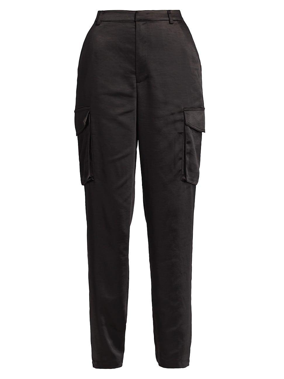 Womens Washed Satin Cargo Pants Product Image