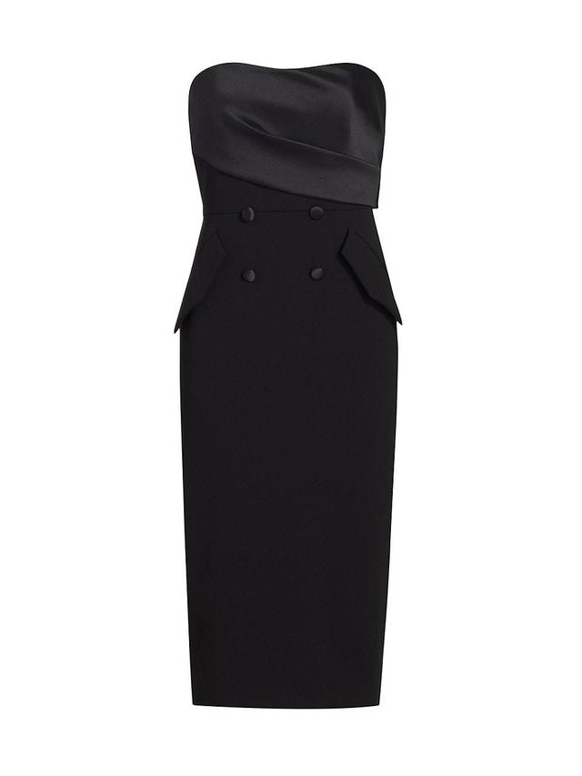 Womens Tuxedo Strapless Twill Midi-Dress Product Image