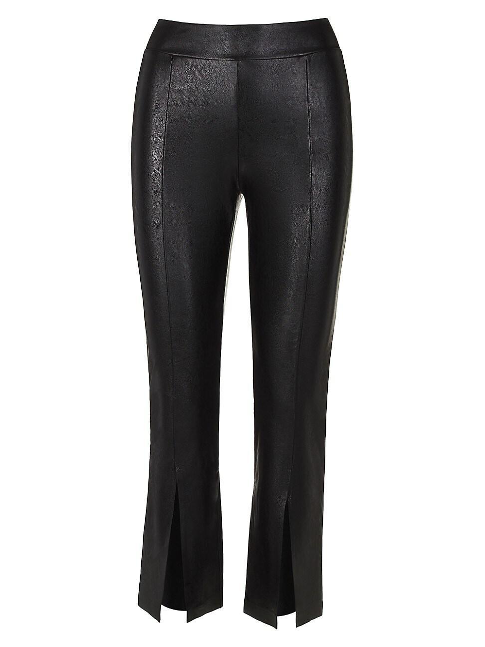 Womens Faux Leather Flared Split Crop Pants Product Image