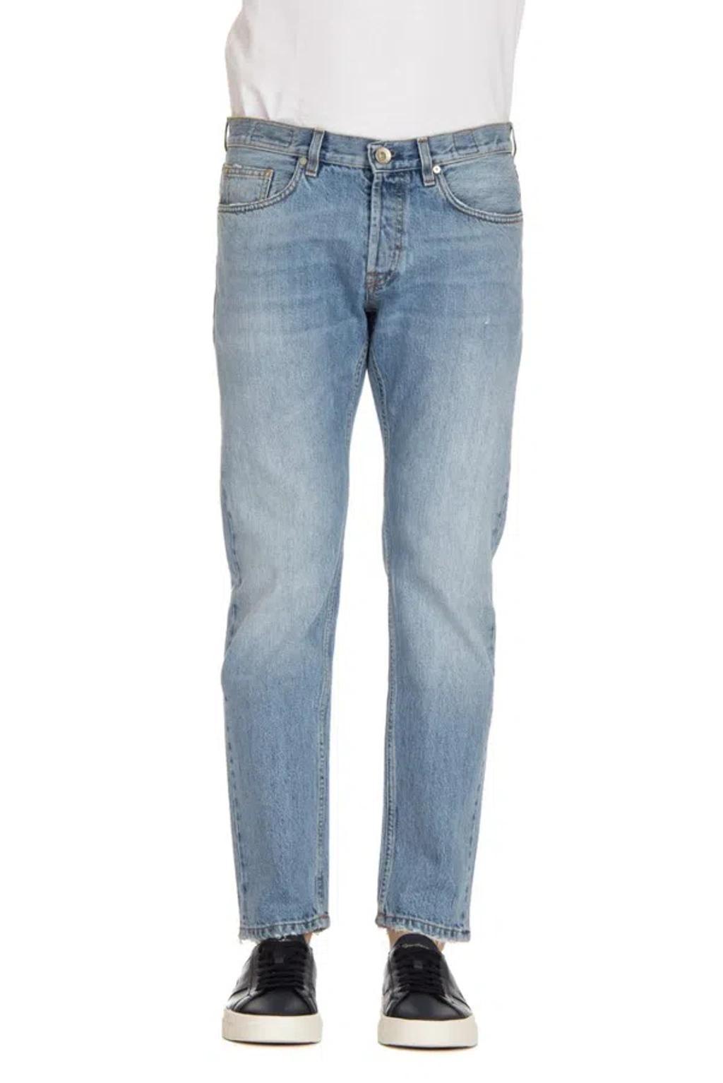 Distressed Low Rise Jeans In Blue Product Image