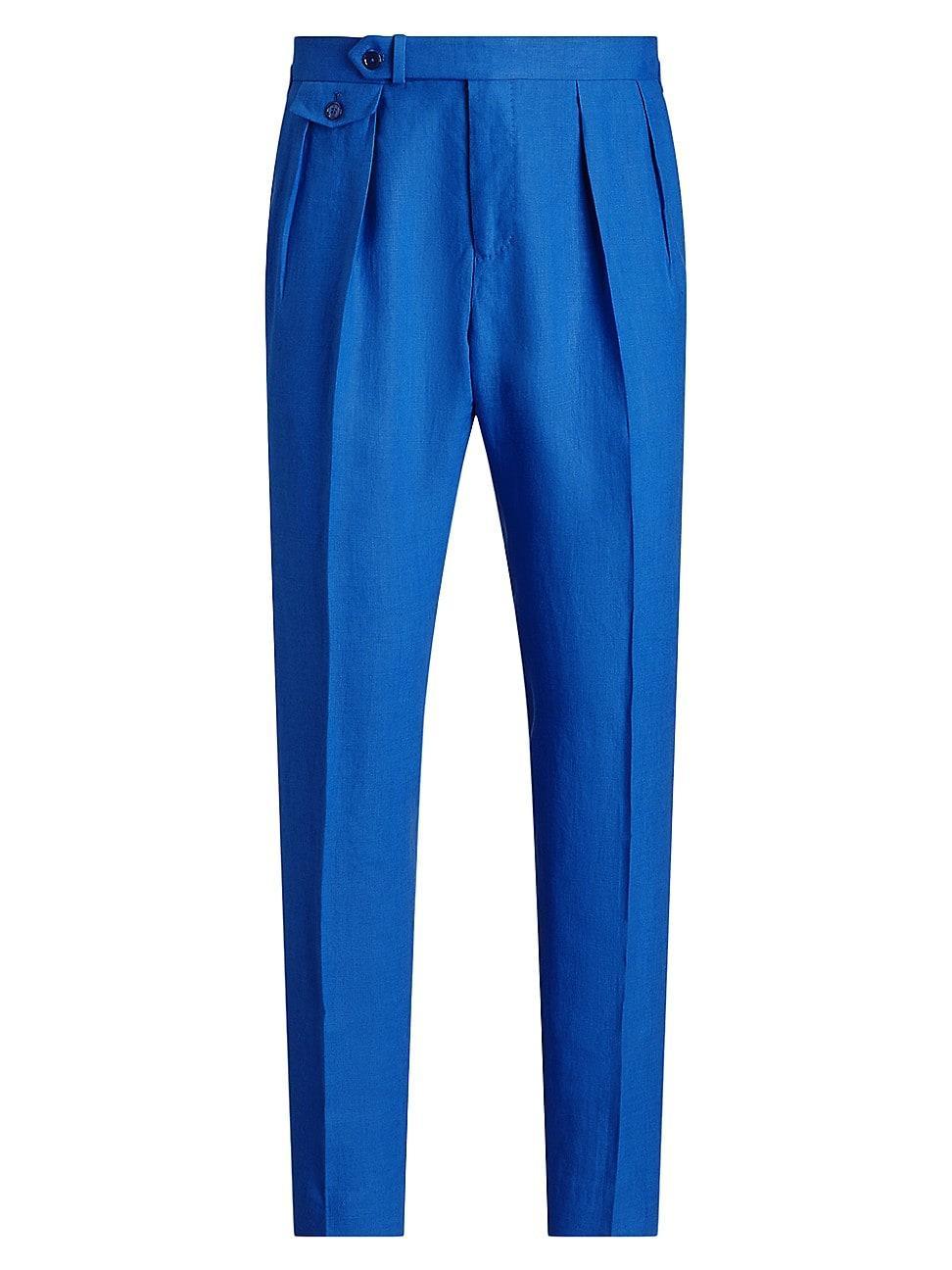 Mens Linen Pleated Trousers Product Image