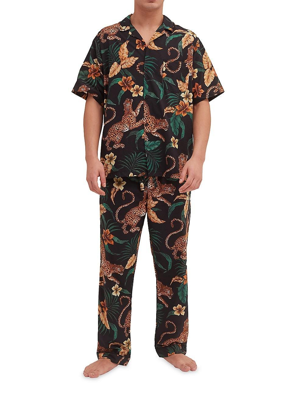 Mens Cuban Soleia Leopard Cotton Pajamas Product Image