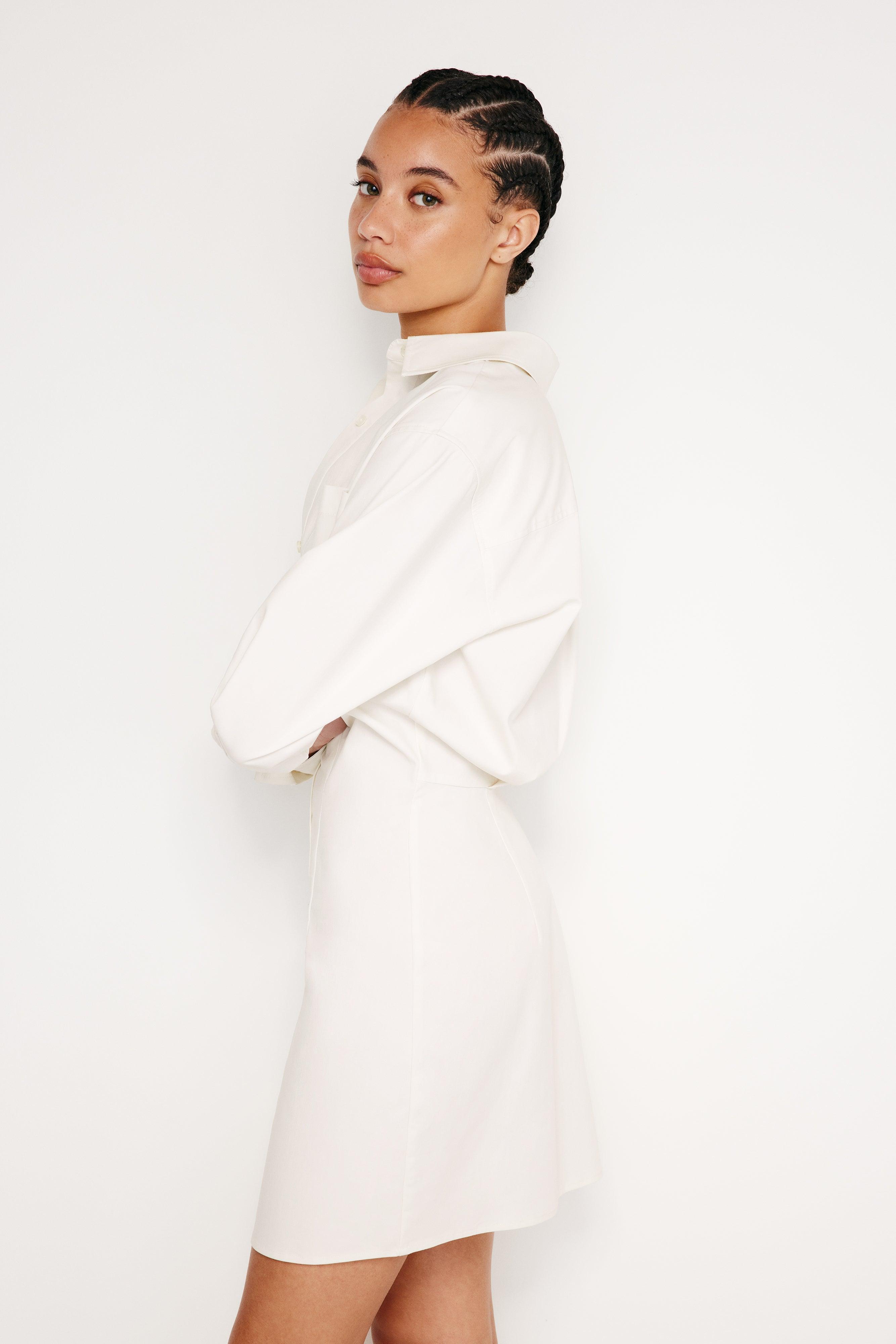 POPLIN SHIRT DRESS | CLOUD WHITE Product Image