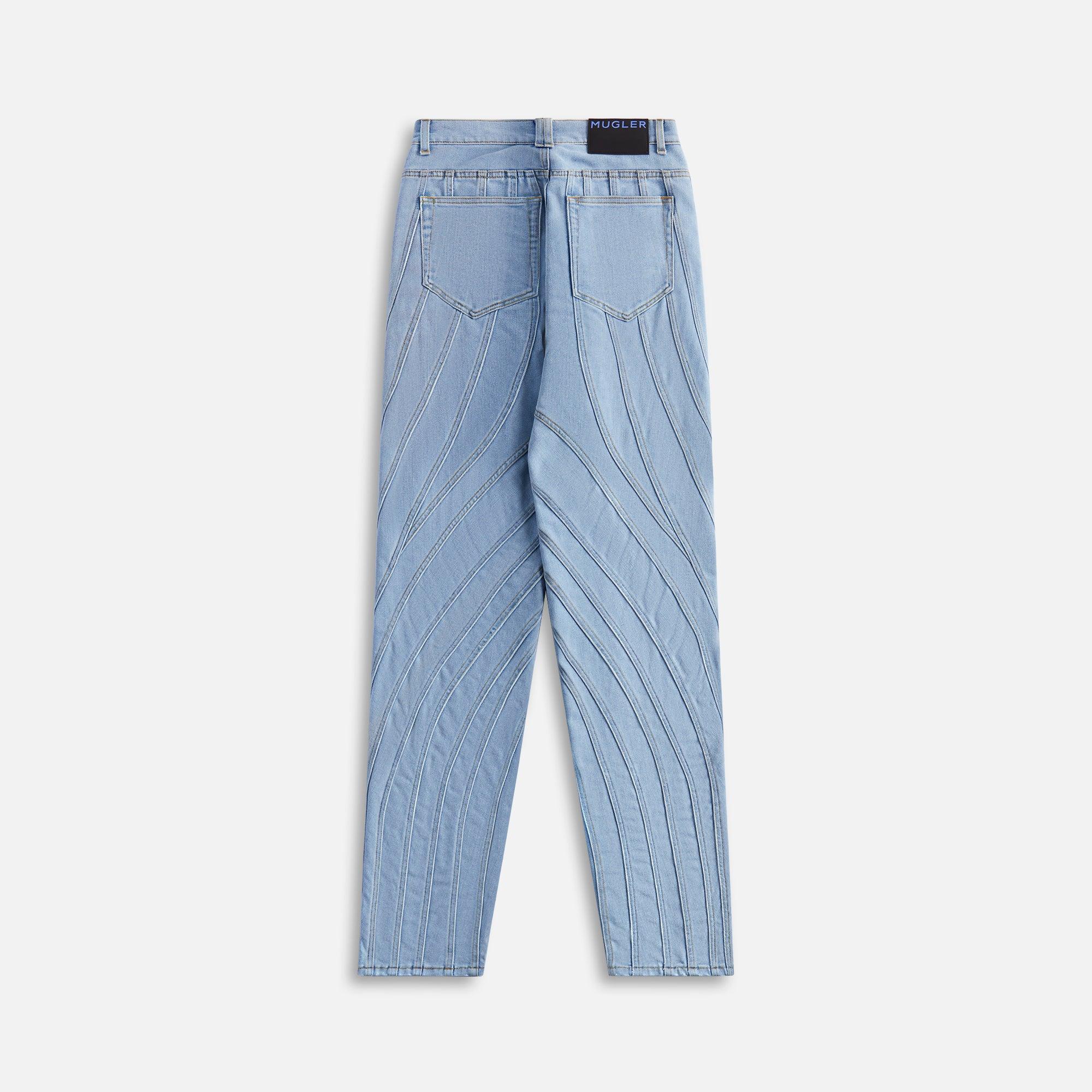 Mugler Textured Denim Pant - Light Blue Female Product Image