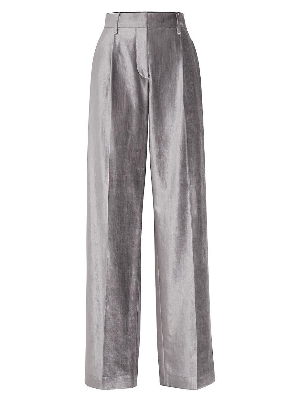 Womens Cotton and Viscose Sleek Velvet Loose Straight Trousers product image