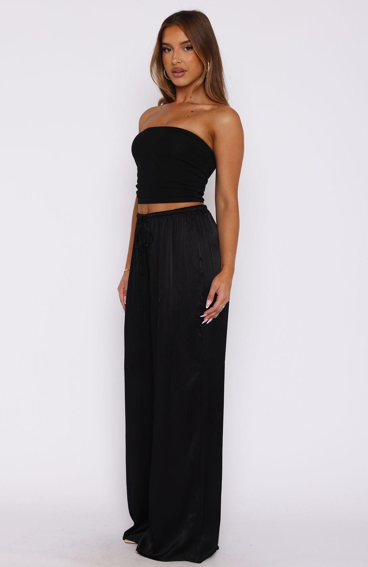 Catching Up Wide Leg Pants Black Product Image