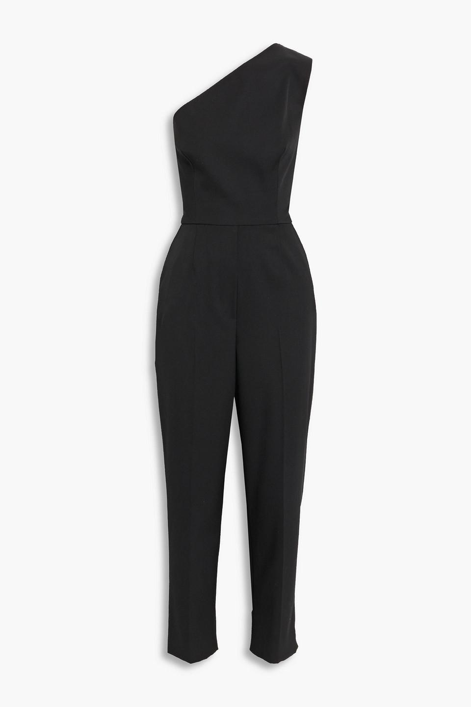 One-shoulder Stretch-wool Jumpsuit In Black Product Image