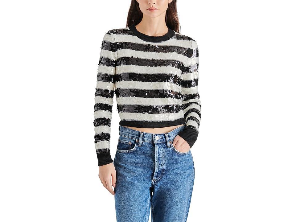 Steve Madden Elina Stripe Sequin Crop Sweater Product Image