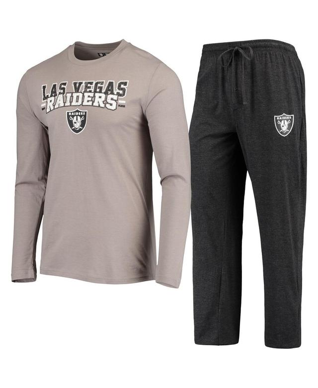 Mens Concepts Sport Black Las Vegas Raiders Meter Long Sleeve T-shirt and Pants Sleep Set - Black Product Image