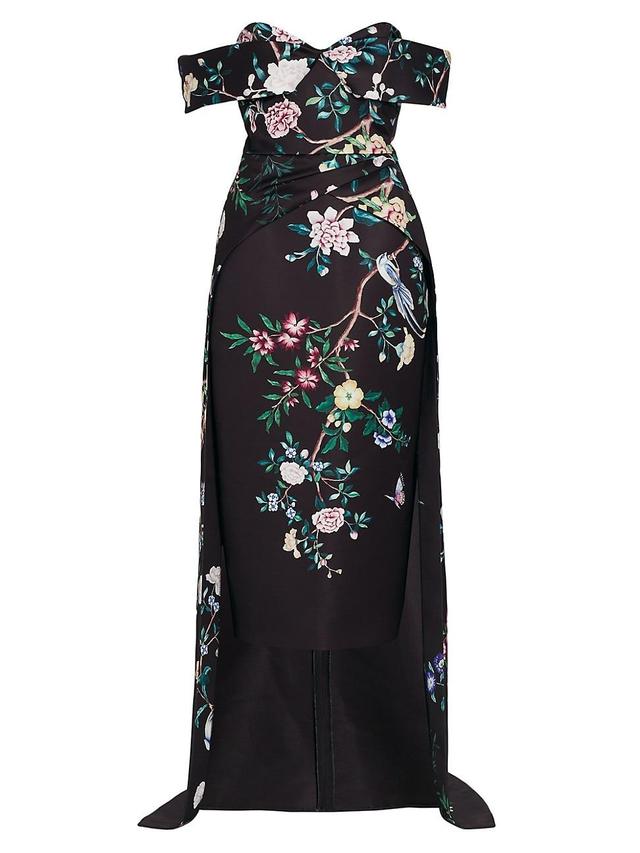 Womens Paradise-Print Duchesse Satin Gown Product Image