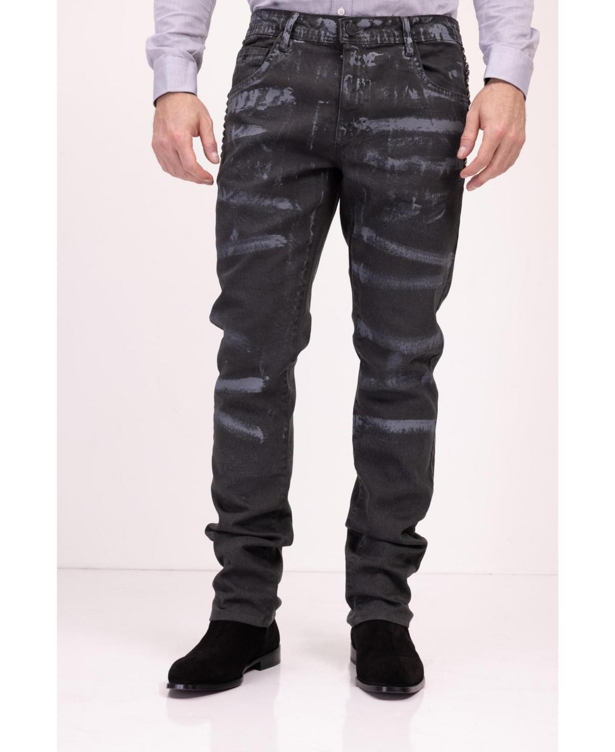 RON TOMSON Mens J9B Patterned Jeans - Black Product Image