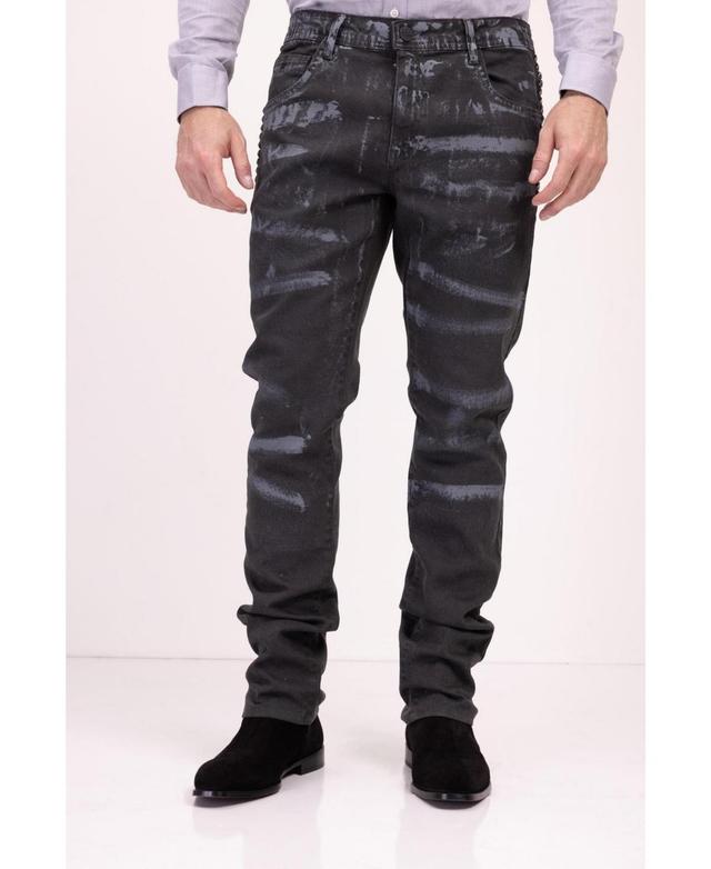 Ron Tomson Mens Modern Swiped Denim Jeans Product Image