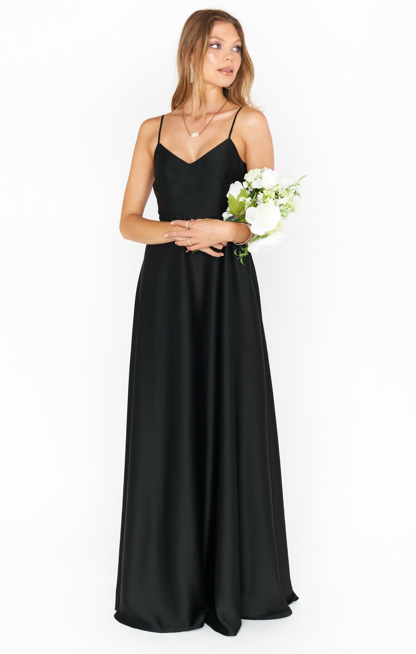 Faith Maxi Dress ~ Black Luxe Satin Product Image