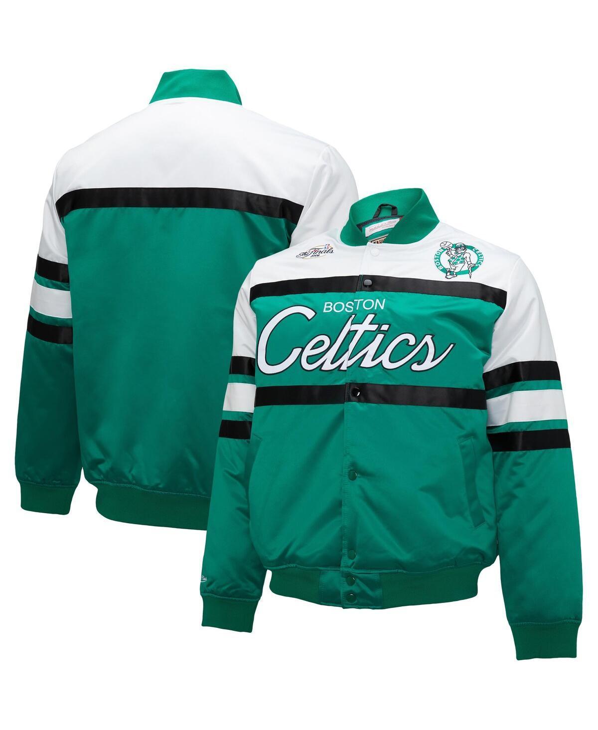 Mens Mitchell & Ness Kelly /White Boston Celtics Big & Tall Heavyweight Full-Snap Satin Jacket Product Image