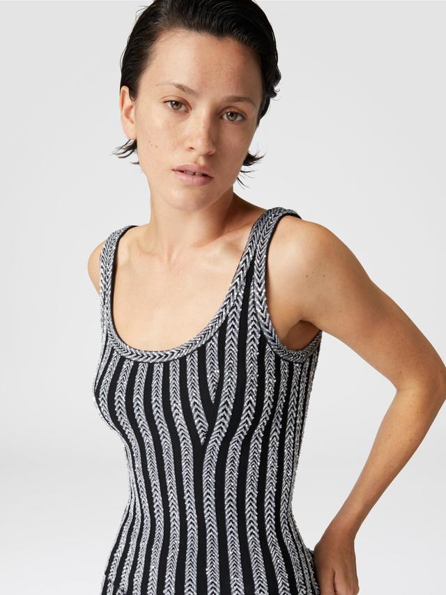 Zig zag ribbed tank top with sequins Product Image