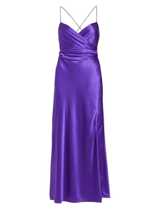 Womens V-Neck Wrap Silk Gown Product Image