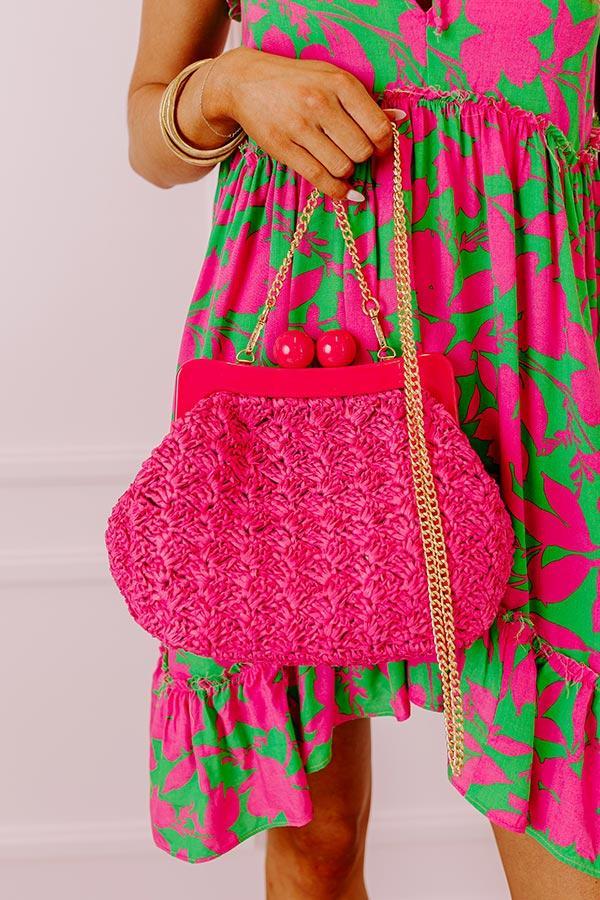 Coastal Canvas Woven Crossbody In Hot Pink Product Image