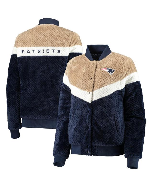 Womens G-III 4Her by Carl Banks /Cream New England Patriots Riot Squad Sherpa Full-Snap Jacket Blue Product Image