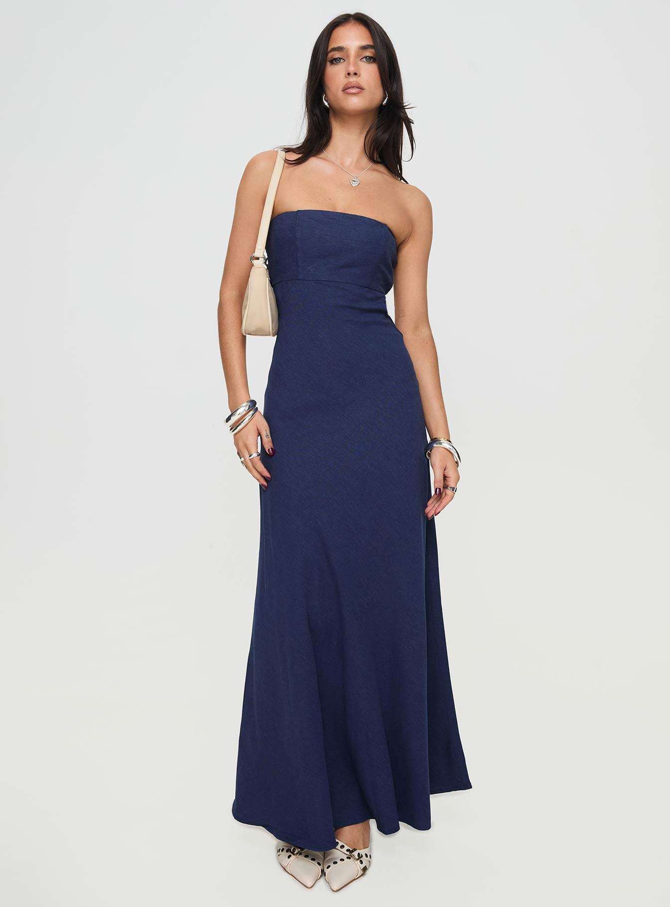 Yahir Strapless Maxi Dress Navy Product Image