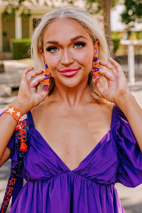 Game Day Beaded Earrings In Orange Product Image