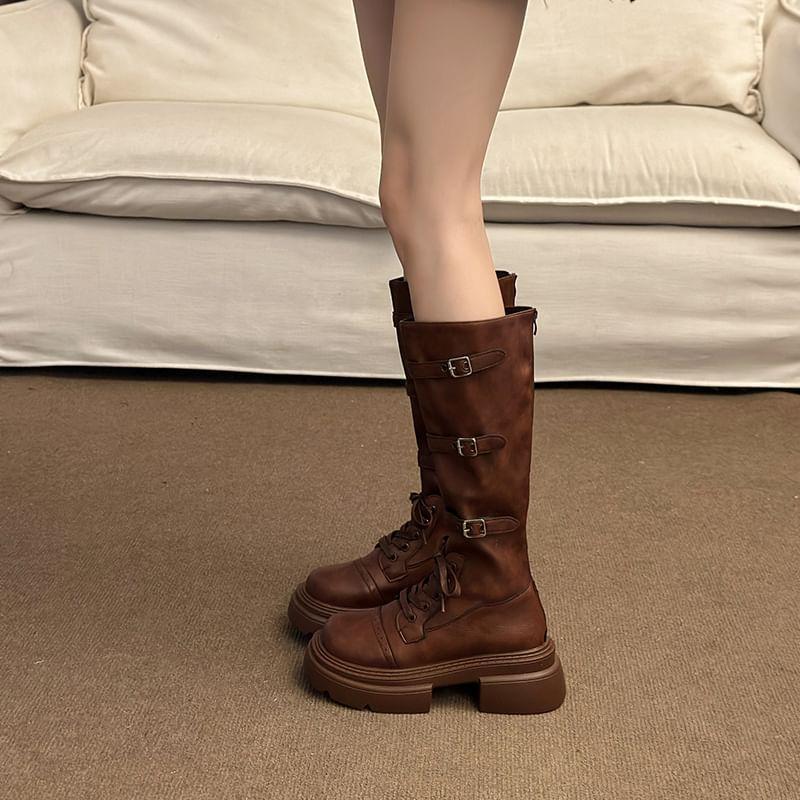 Buckled Platform Tall Boots Product Image