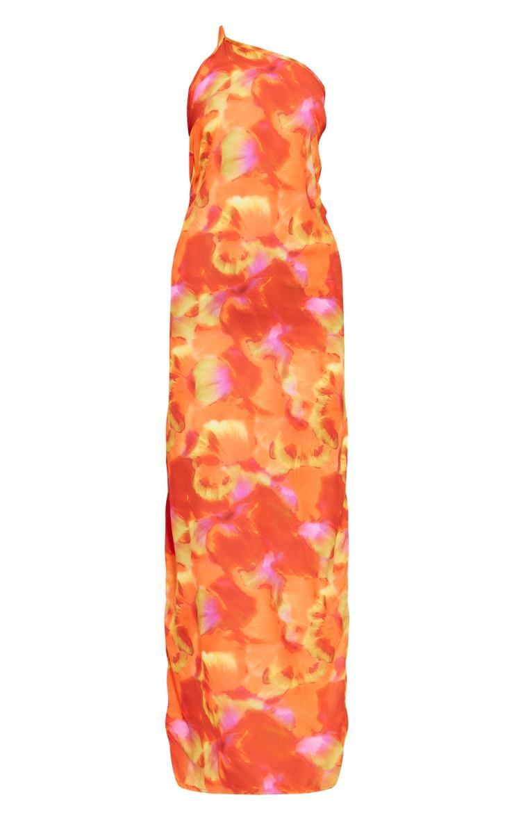 Multi Abstract Print Strappy Back Satin Maxi Dress Product Image