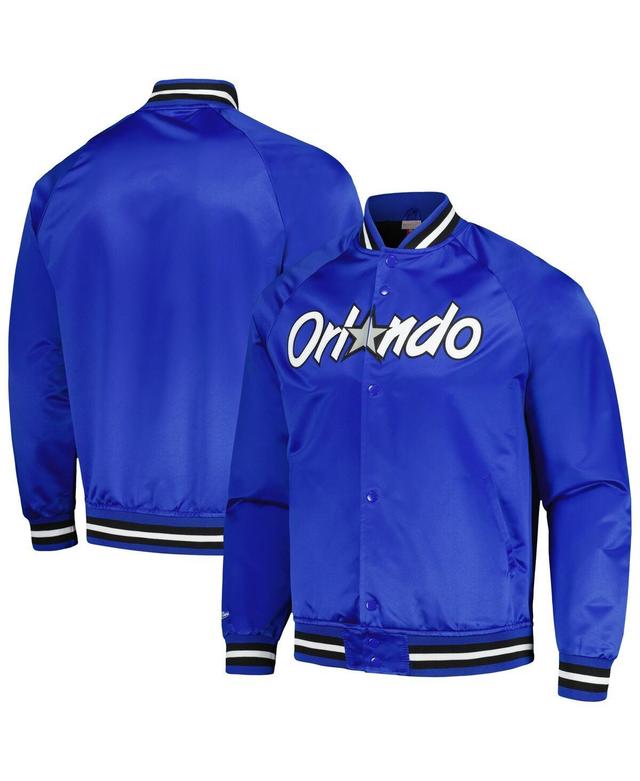 Mens Mitchell & Ness Blue Orlando Magic Hardwood Classics Throwback Wordmark Raglan Full-Snap Jacket Product Image