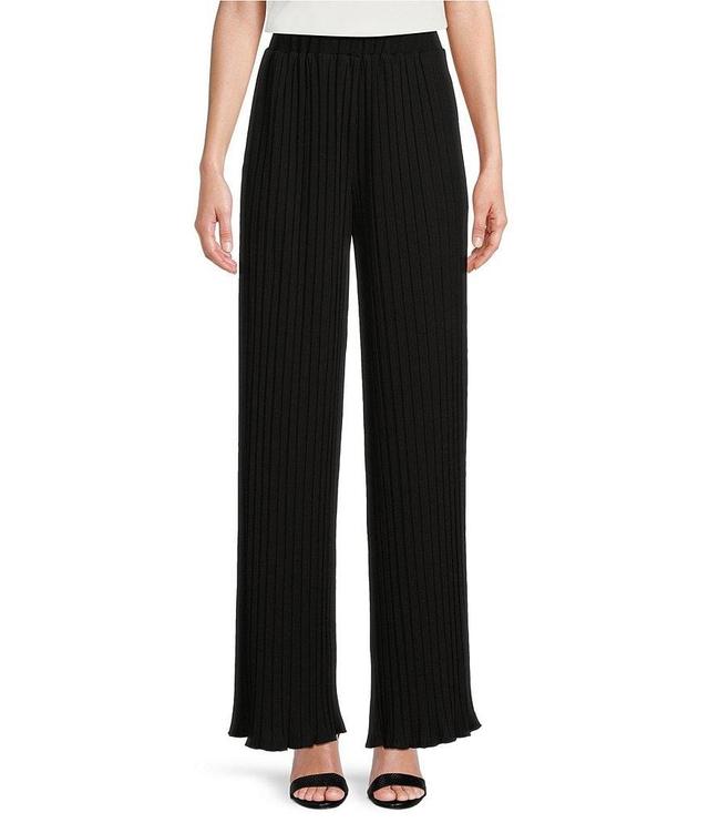 Donna Karan Plisse Pleated Pull-On Side Pocket Wide Leg Pants Product Image