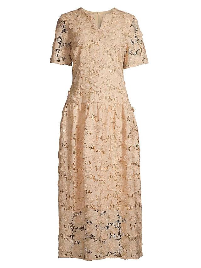 Drop-Waist Floral Lace Maxi Dress Product Image