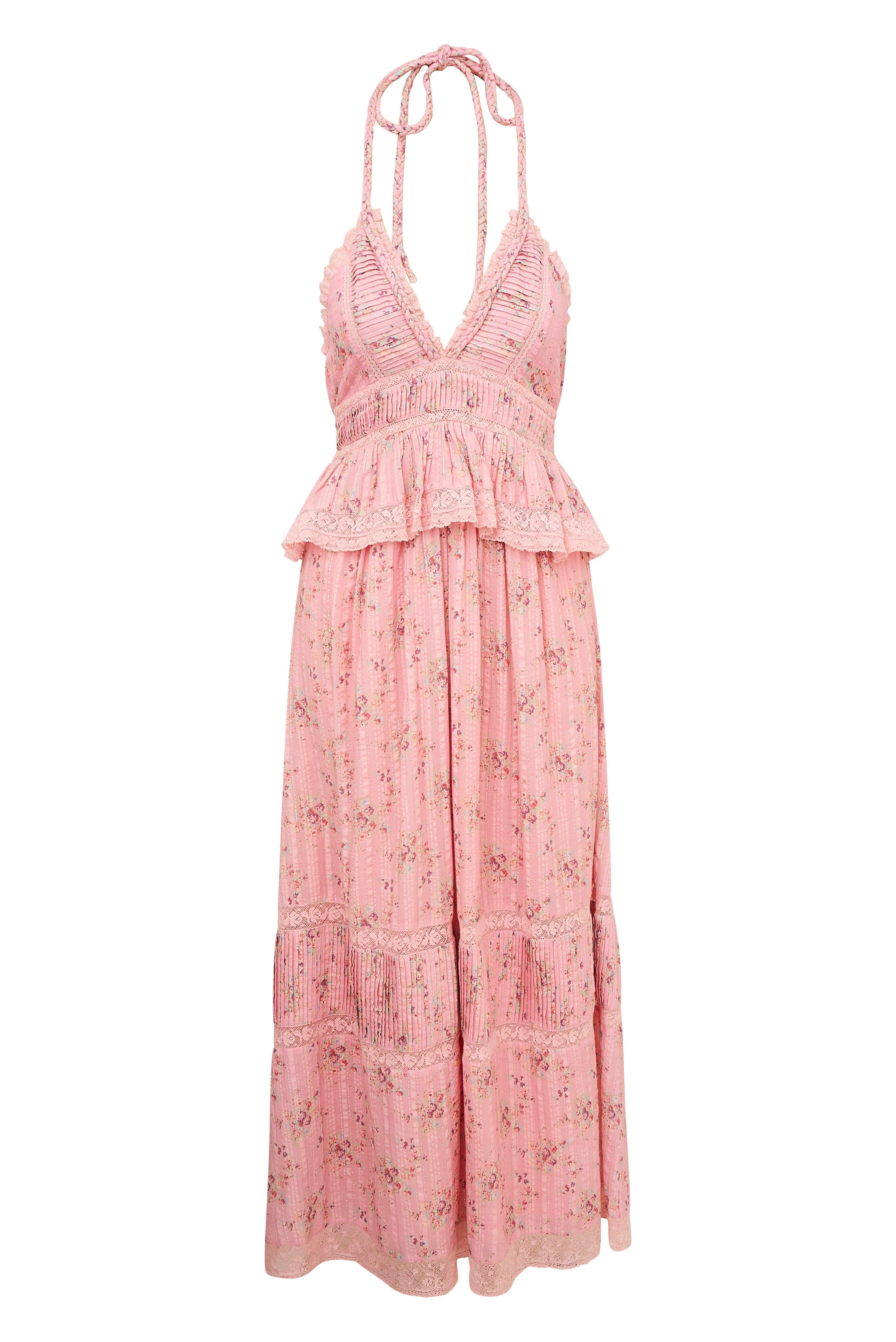 Avice Halter Cotton Print Maxi Dress Product Image