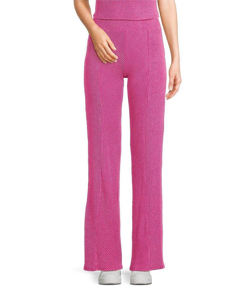 Moa Moa High Rise Coordinating Rib Knit Flare Pants Product Image