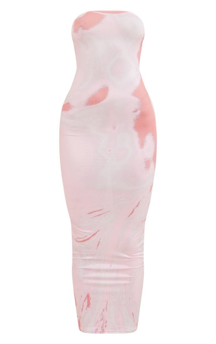 Pink Body Print Slinky Bandeau Midaxi Dress Product Image