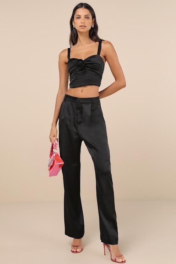 Flawless Behavior Black High Rise Straight Leg Pants Product Image