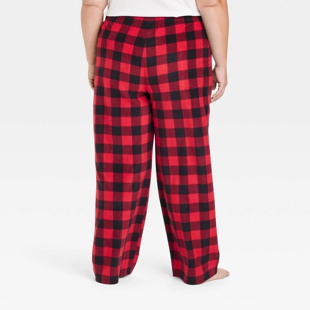 Women's Buffalo Check Microfleece Holiday Matching Family Pajama Pants - Wondershop™ Red 4X Product Image