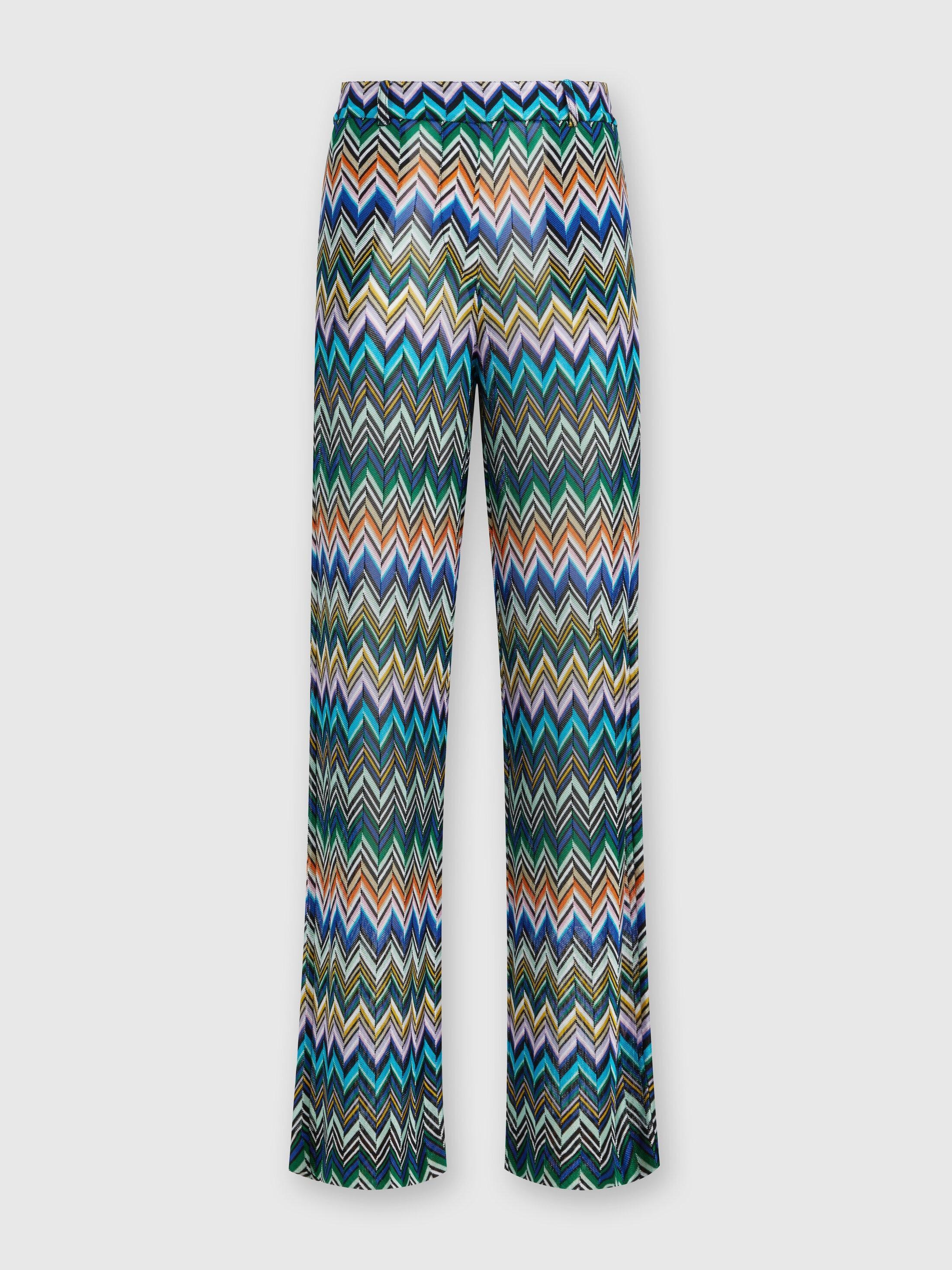 Viscose straight trousers with offset zigzag Product Image