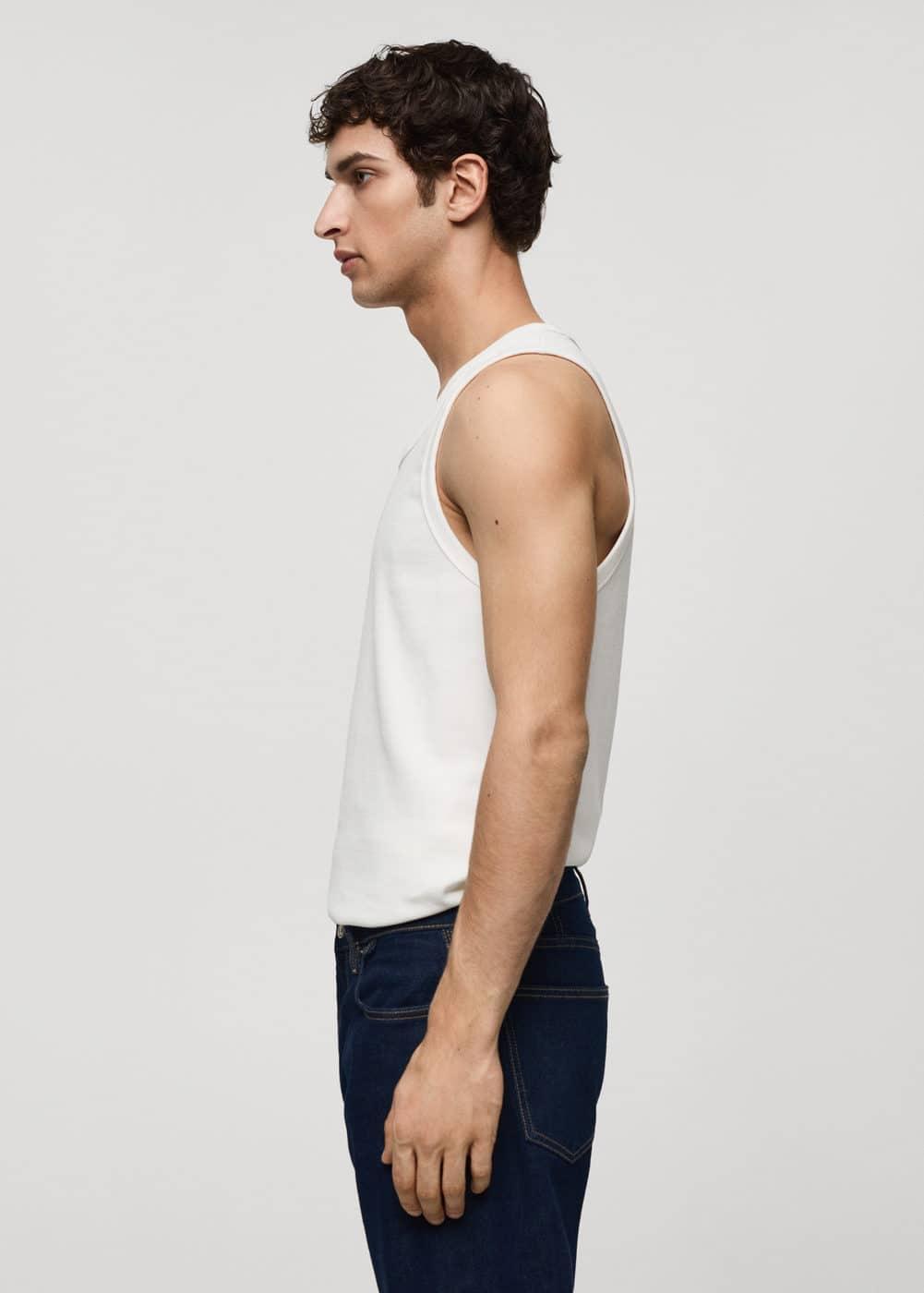 MANGO MAN - Strap cotton T-shirt off whiteMen Product Image