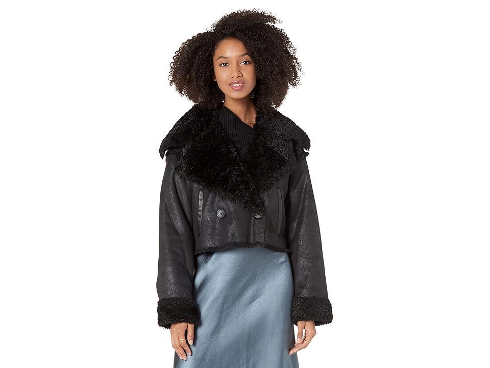 NVLT Faux Shearling Short Reversible Coat Women's Clothing Product Image