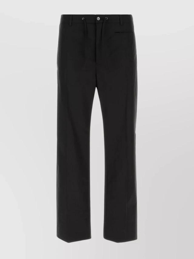 Drawstring-waist Straight-leg Trousers In Black Product Image