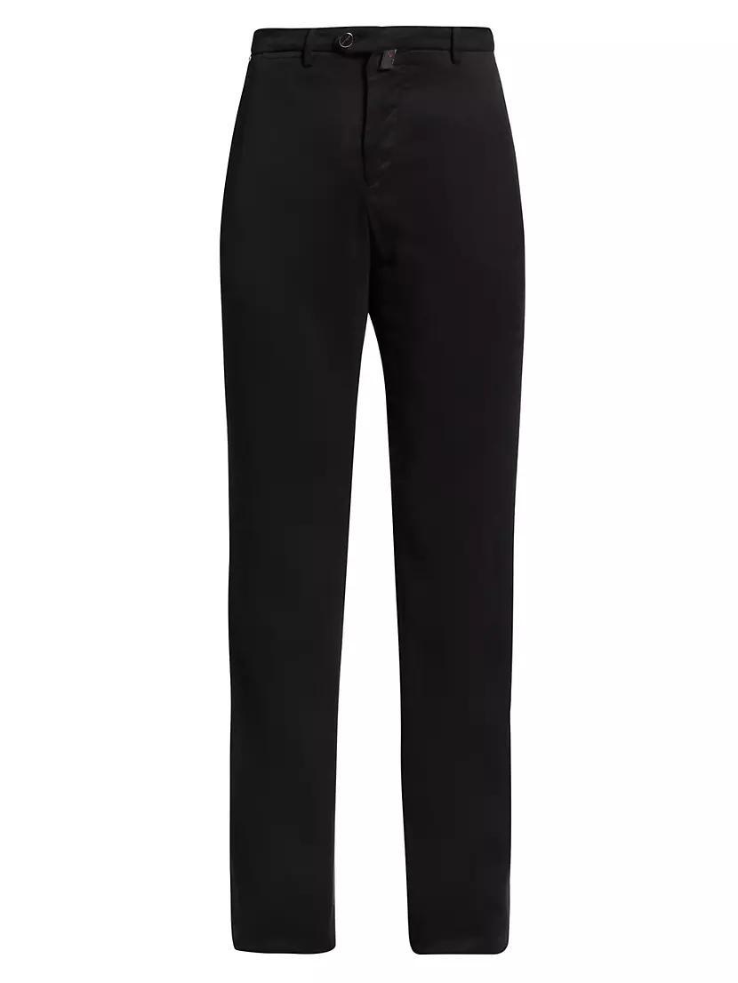 Flat-Front Cotton-Blend Pants Product Image